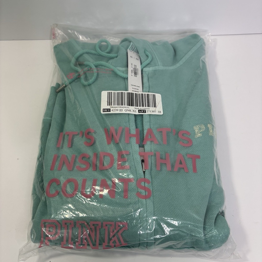 PINK Victoria's Secret Fleece Campus Full-Zip Hoodie Size XL NWT